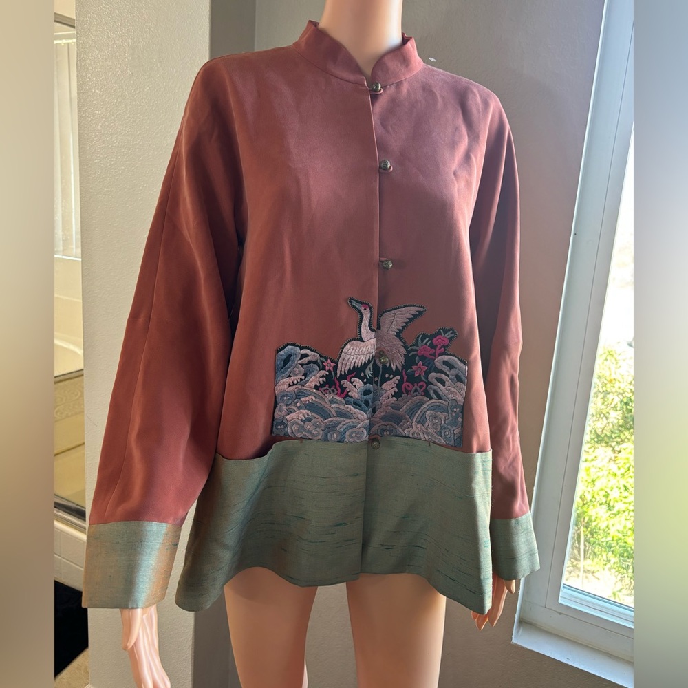 FCE five color of earth tangzhuang embroidery 100% silk jacket blazer